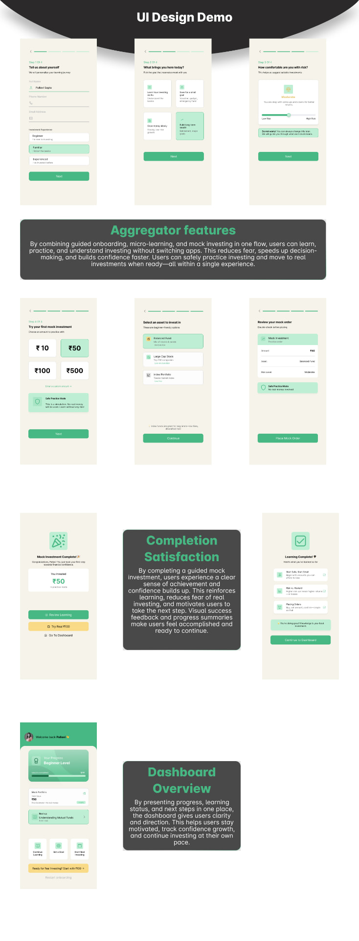 NudgeVest — UI Design — what I was testing here